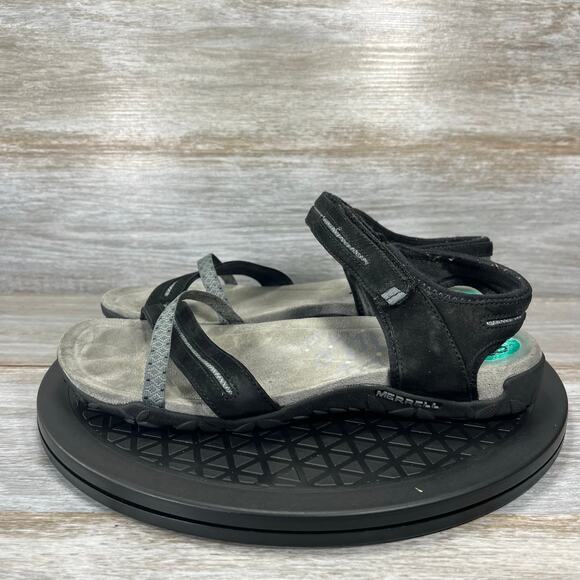 Merrell Women’s Terran Slide II Sport Black Gray Adjustable Sandals Size 8 - Picture 1 of 8